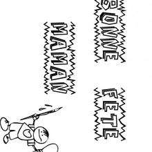 Coloriage Fête des mères: lettres au pinceau à colorier