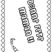 Coloriage Fête des mères: le message du coeur