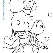 Coloriage d'une tortue en hiver - Coloriage - Coloriage ANIMAUX - Coloriage ANIMAUX MARINS - Coloriage TORTUE - Coloriage TORTUE A IMPRIMER