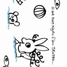 Coloriage de Trotro qui se baigne - Coloriage - Coloriage PERSONNAGE BD - Coloriage TROTRO - Coloriages TROTRO
