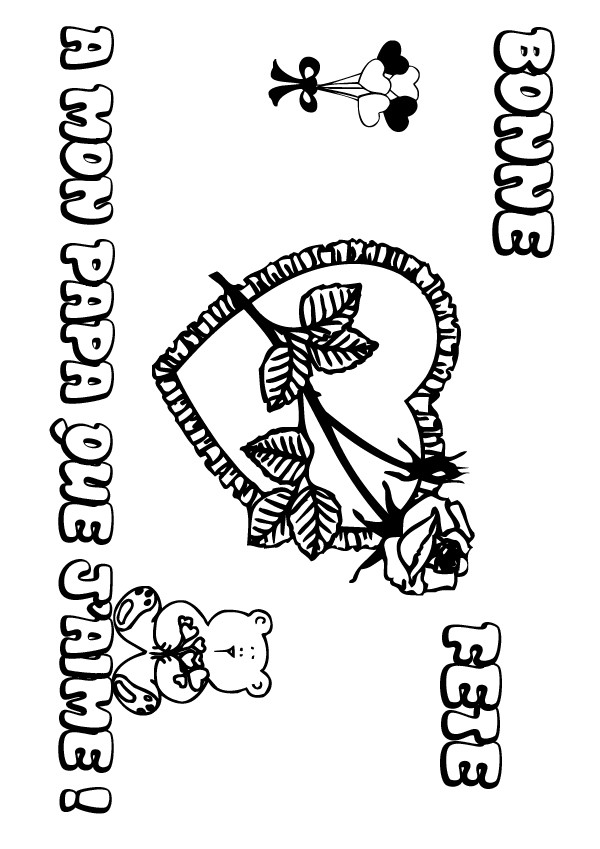 Coloriage Fête des pères: fleur et nounours