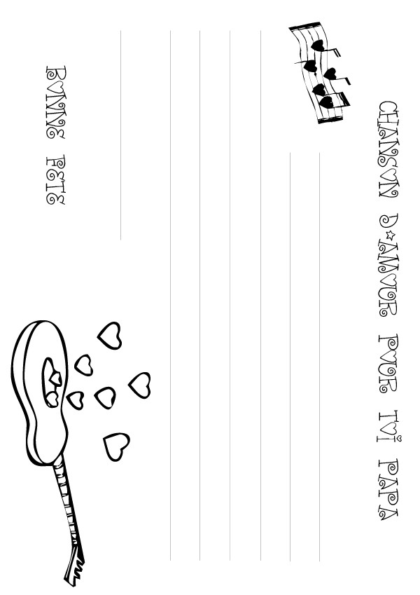 Coloriage Fête des pères: la chanson d'amour