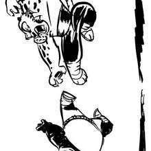 Coloriage de Po se battant avec master tiger - Coloriage - Coloriage PERSONNAGE FILM - Coloriage KUNG FU PANDA - Coloriage PO
