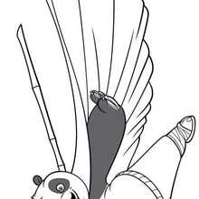 Coloriage de Po qui maitrise du baton - Coloriage - Coloriage PERSONNAGE FILM - Coloriage KUNG FU PANDA - Coloriage PO