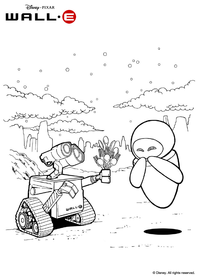 Coloriages wall e le robot fr hellokids Wall E le robot amoureux Coloriage