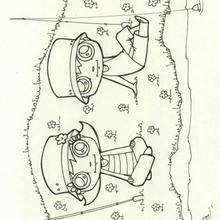 Coloriage d'un apr�s-midi � la p�che - Coloriage - Coloriage NATURE - Coloriage PRINTEMPS