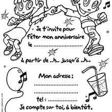 Coloriage INVITATION ANNIVERSAIRE