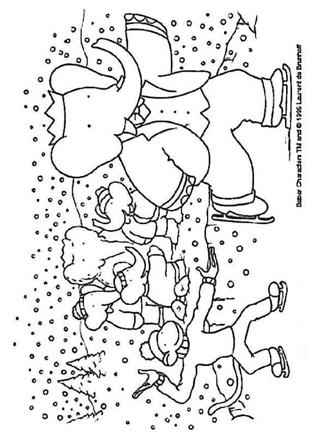 Babar a la neige - Coloriage - Coloriages de tes H�ROS PR�F�R�S - Babar