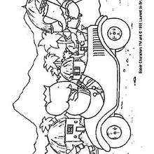 Coloriage de Babar en voiture - Coloriage - Coloriage PERSONNAGE BD - Coloriage BABAR - Coloriages BABAR