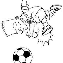 Coloriage de Bart au football - Coloriage - Coloriage DESSINS ANIMES - Coloriage SIMPSON - Coloriage BART SIMPSON