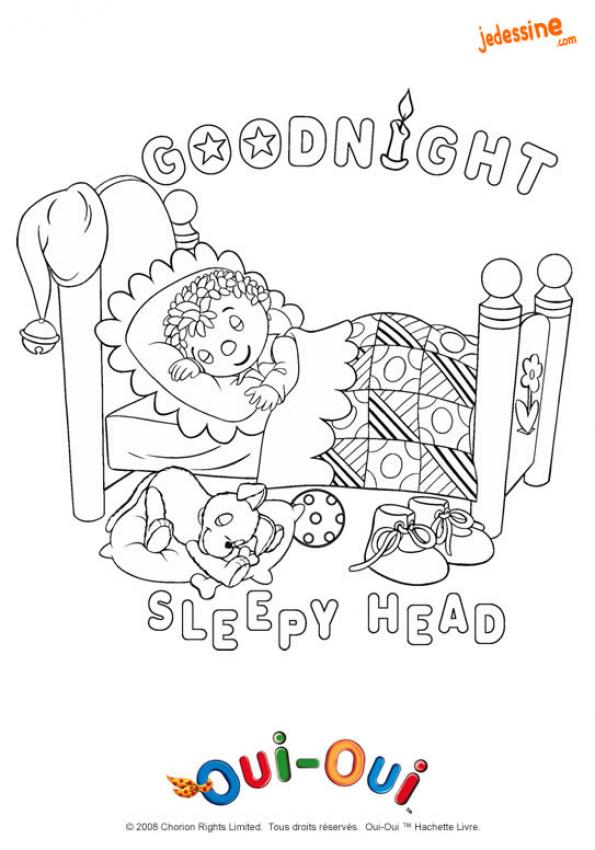 Bonne nuit Oui-Oui - Coloriage - Coloriages de OUI-OUI - Coloriages Oui-Oui