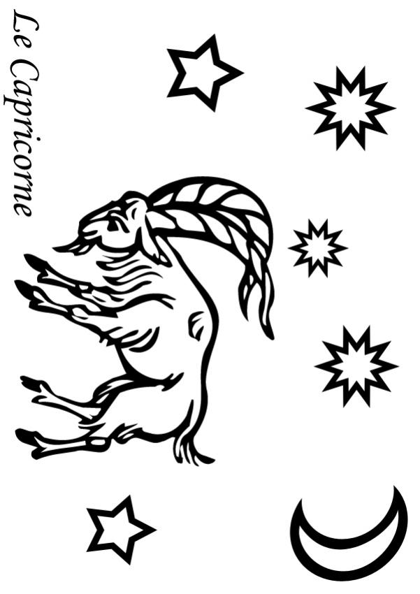 Capricorne - Coloriage - Coloriage des Signes du Zodiaque