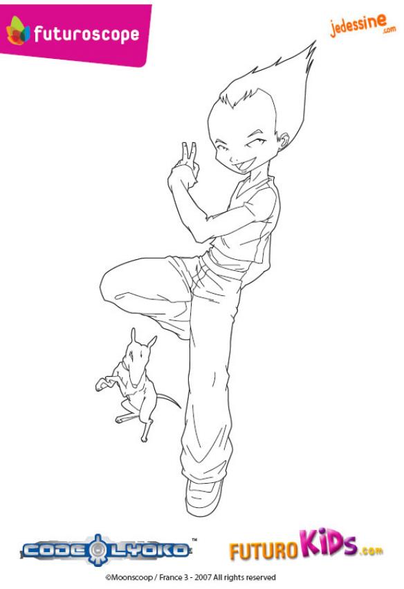 coloriage code lyoko avec le chien