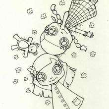 Coloriage de deux petites filles couch�es dans l'herbe - Coloriage - Coloriage NATURE - Coloriage PRINTEMPS