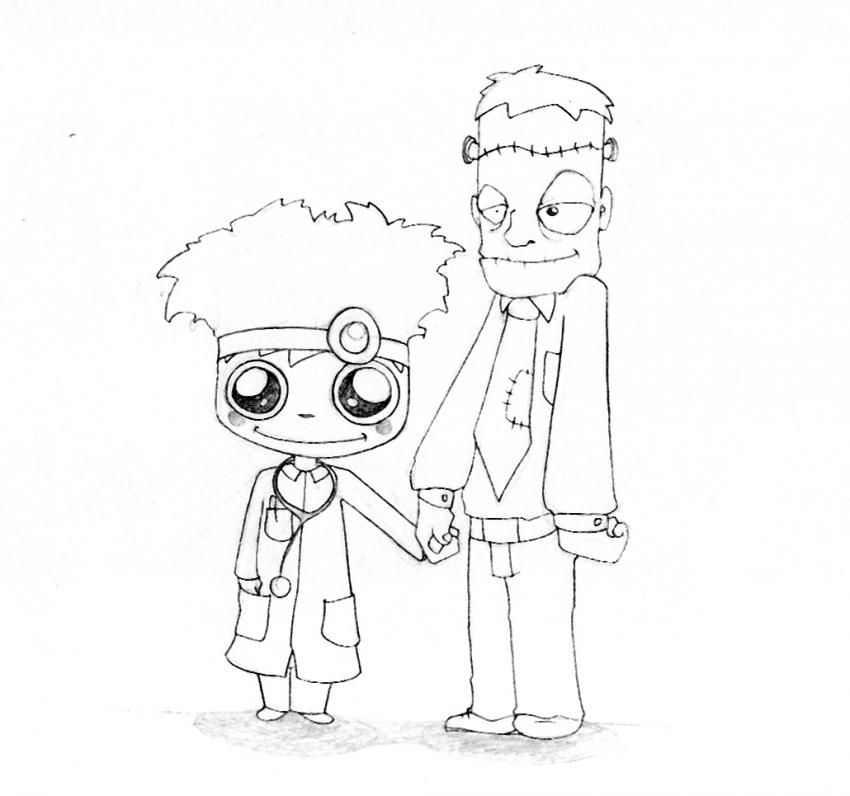 Coloriages coloriage de frankenstein fr hellokids coloriage de frankenstein