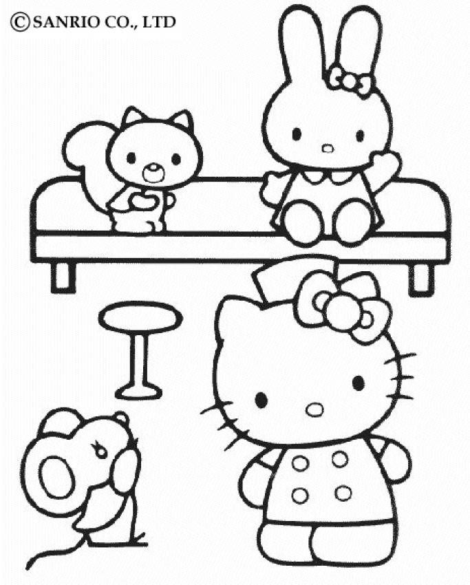 Coloriages coloriage de hello kitty à la maison  fr.hellokids.com