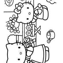 Coloriage de Hello Kitty et sa maman - Coloriage - Coloriage HELLO KITTY