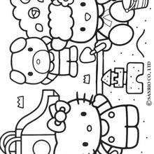Coloriage de Hello Kitty sur la plage