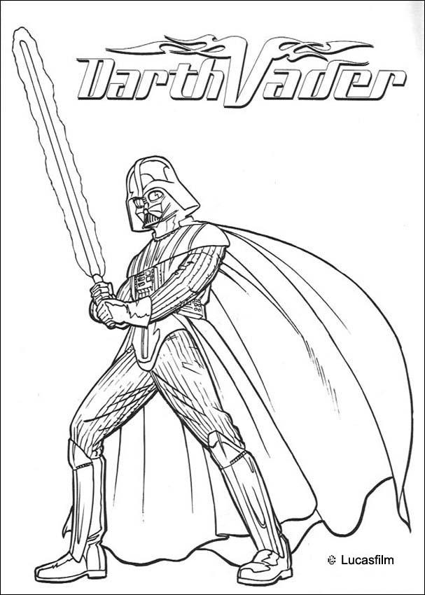 Coloriage STAR WARS de l'armure de combat de Dark Vador