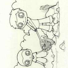 Coloriage de la chasse aux grenouilles