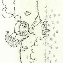 Coloriage de la chasse aux papillons