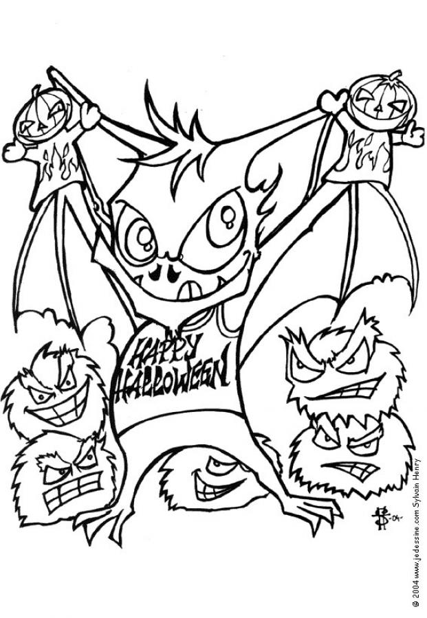 Coloriage d'Halloween : Coloriage d'une chauve-souris