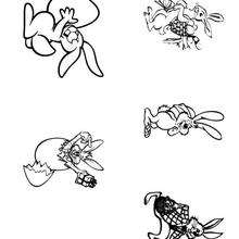 Coloriage de lapins et oeufs de P�ques - Coloriage - Coloriage FETES - Coloriage PAQUES - Coloriage LAPINS DE PAQUES