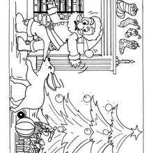 Coloriage du P�re-No�l attaqu� par un chien - Coloriage - Coloriage FETES - Coloriage NOEL - Coloriage PERE NOEL - Coloriage PERE NOEL GRATUIT