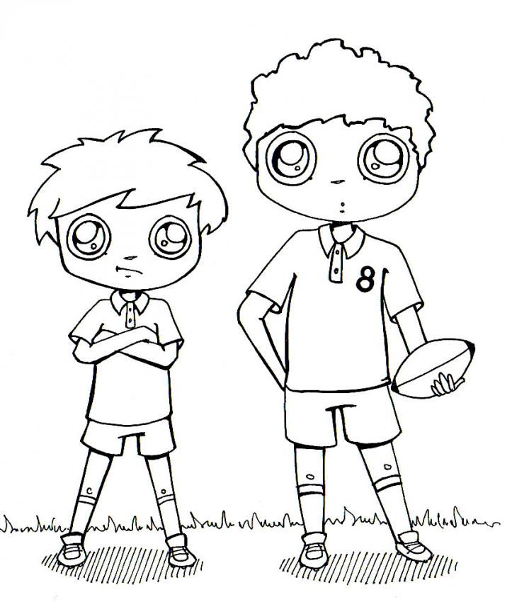 Les rugbymen - Coloriage - Coloriage de sport
