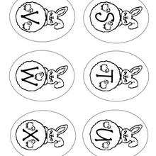 Lettres Lapins : S T U V W X - Coloriage - Coloriage PAQUES - Coloriage LETTRES DE PAQUES