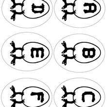 Lettres Oeufs : A B C D E F - Coloriage - Coloriage PAQUES - Coloriage LETTRES DE PAQUES