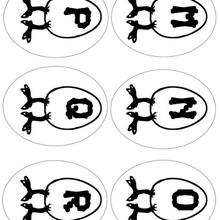 Lettres Oeufs : M N O P Q R - Coloriage - Coloriage PAQUES - Coloriage LETTRES DE PAQUES