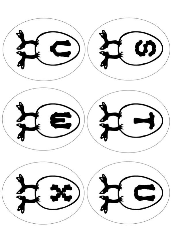 Lettres Oeufs : S T U V W X - Coloriage - Coloriages de PAQUES - Lettres de P�ques � colorier