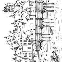 Coloriage de Paris au moyen âge - Coloriage - Coloriage A IMPRIMER - Coloriage A IMPRIMER LIEUX ET BATIMENTS