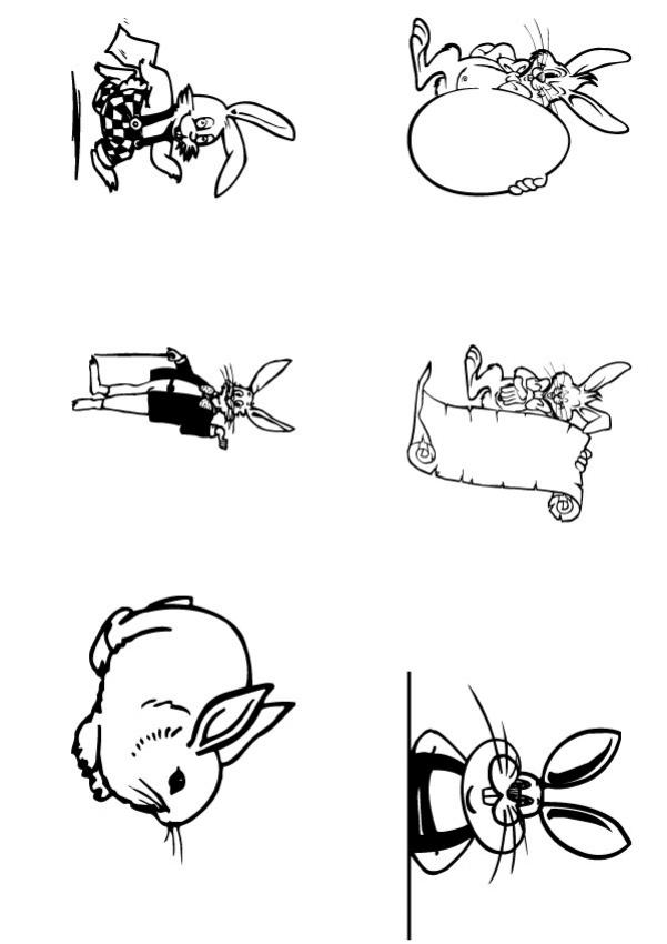 Plusieurs lapins de P�ques - Coloriage - Coloriages de PAQUES