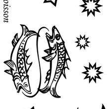 Coloriage du signe du Poisson - Coloriage - Coloriage FETES - Coloriage SIGNES DU ZODIAQUE - Coloriage SIGNE POISSON