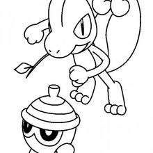 Grainipiot et  Arcko - Coloriage - Coloriage POKEMON