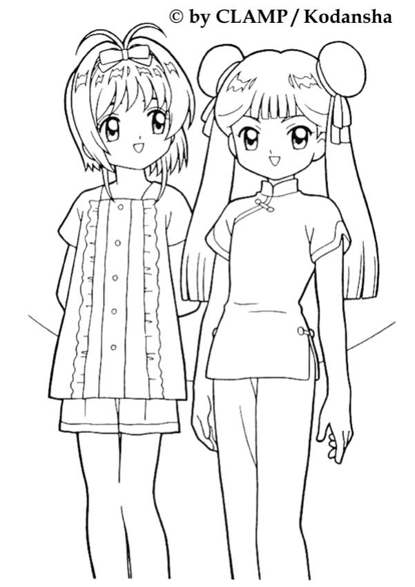 Sakura et St�phanie - Coloriage - Coloriages MANGA - Sakura