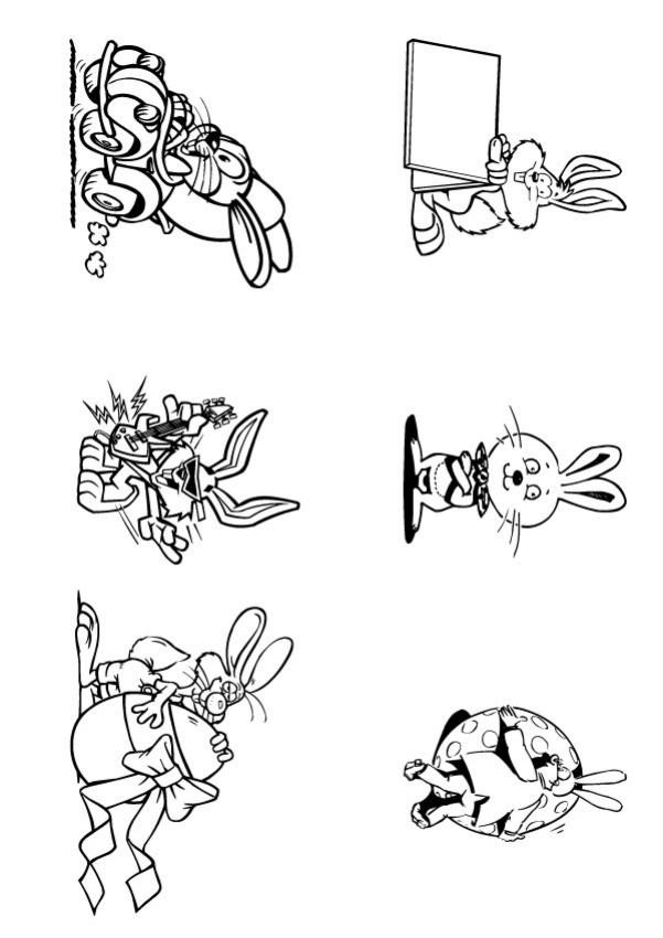 Six petits lapins - Coloriage - Coloriages de PAQUES