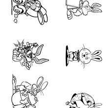 Coloriage de six petits lapins - Coloriage - Coloriage FETES - Coloriage PAQUES - Coloriage LAPINS DE PAQUES