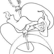 Coloriage de la sorci�re de nuit - Coloriage - Coloriage FETES - Coloriage HALLOWEEN - Coloriage SORCIERE HALLOWEEN