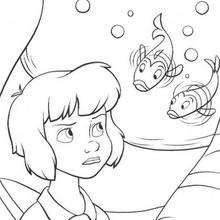 Coloriage de Wendy et les poissons - Coloriage - Coloriage DISNEY - Coloriage PETER PAN