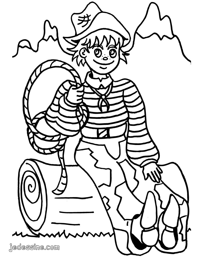Coloriages petit cow boy fr hellokids Coloriage Petit cow boy