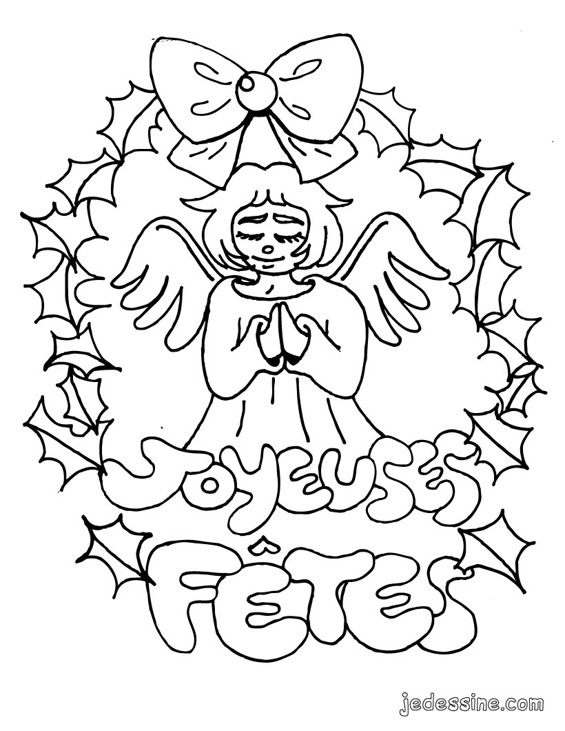 Coloriages coloriage d'un ange de noël