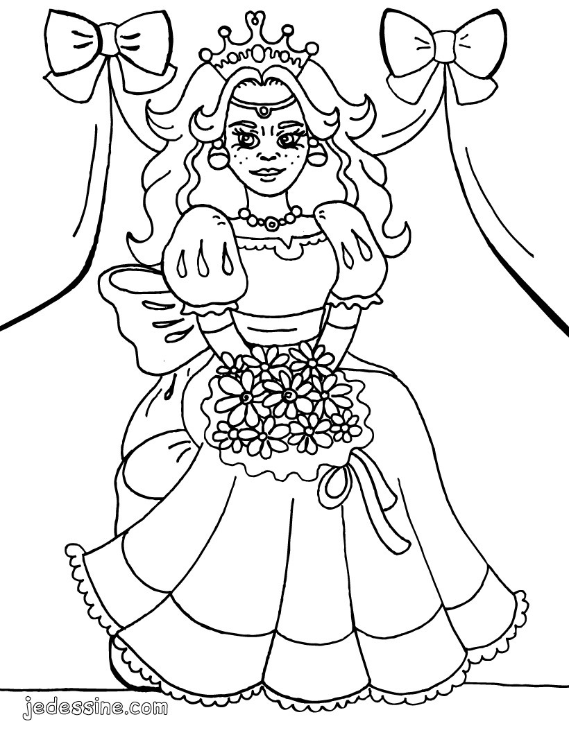 Coloriage : La Princesse et son bouquet