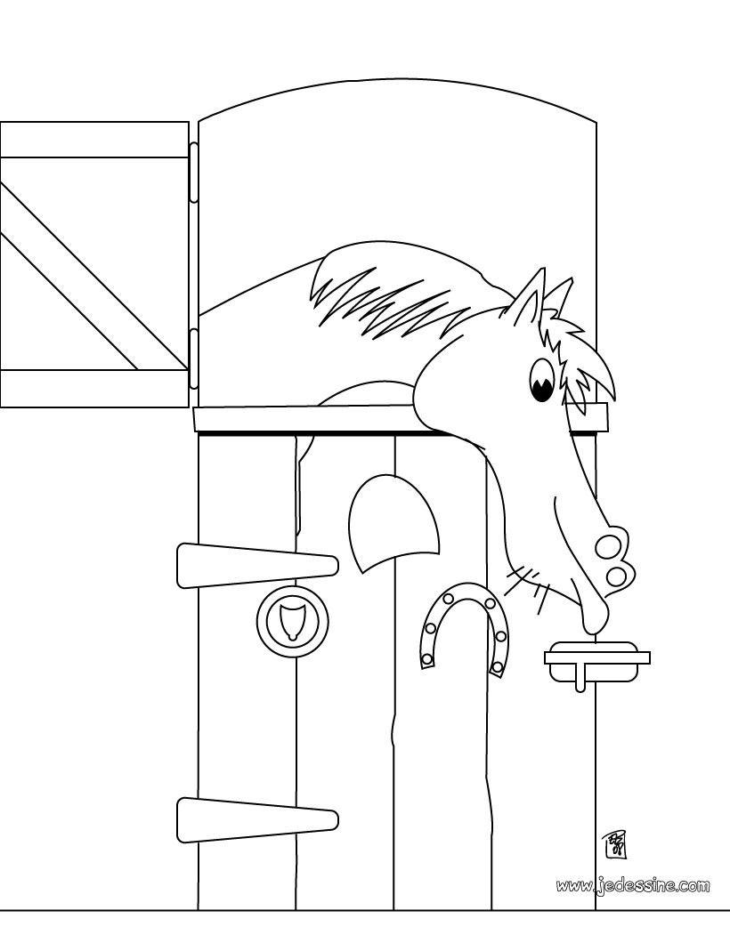 Coloriages Cheval Dans Son Box Fr hellokids Coloriages Cheval Dans Son Box Fr hellokids