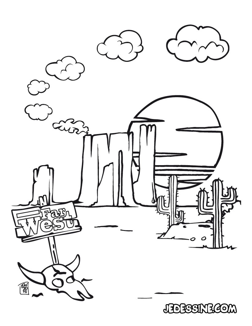 Coloriages coloriage d un paysage de farwest fr hellokids Coloriage d un paysage de Farwest