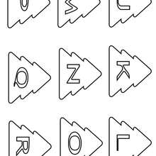 Lettres de J � R - Coloriage - Coloriage FETES - Coloriage NOEL - Coloriage LETTRES ALPHABET SAPINS DE NOEL