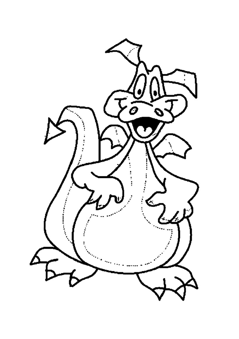Coloriage d un dragon heureux