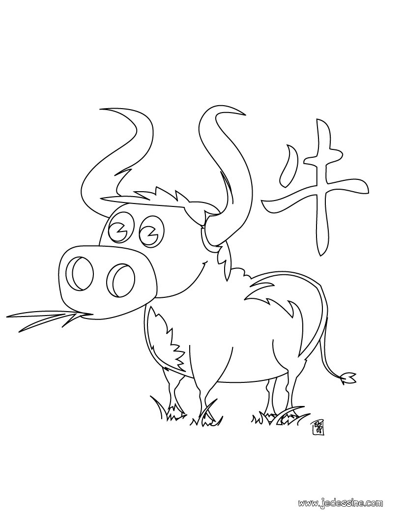 Coloriages coloriage du zodiaque chinois le boeuf fr hellokids Coloriage du zodiaque chinois le Boeuf